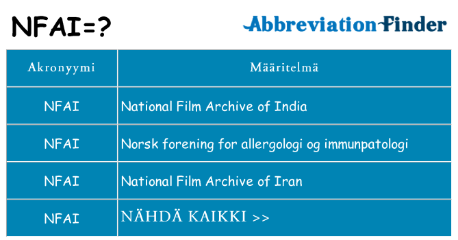 Mitä nfai tarkoittaa