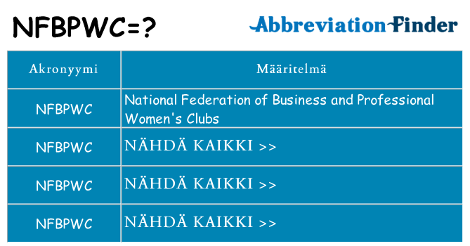 Mitä nfbpwc tarkoittaa