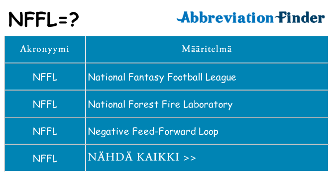 Mitä nffl tarkoittaa