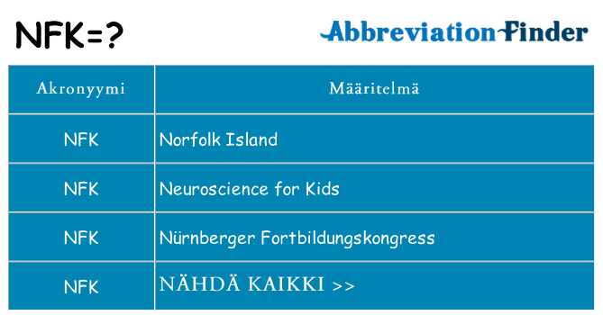 Mitä nfk tarkoittaa