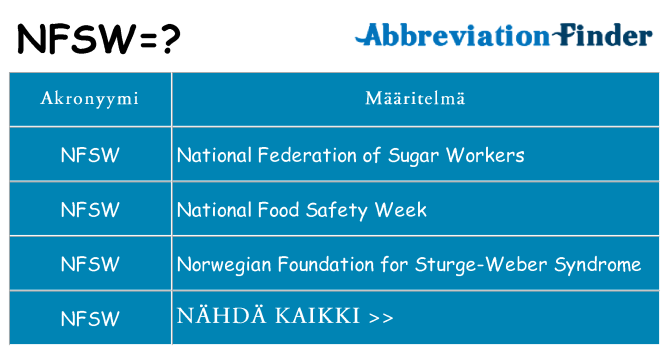 Mitä nfsw tarkoittaa
