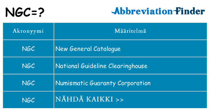 Mitä ngc tarkoittaa