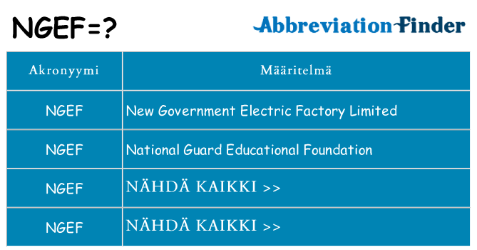 Mitä ngef tarkoittaa