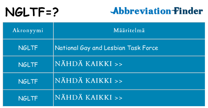 Mitä ngltf tarkoittaa