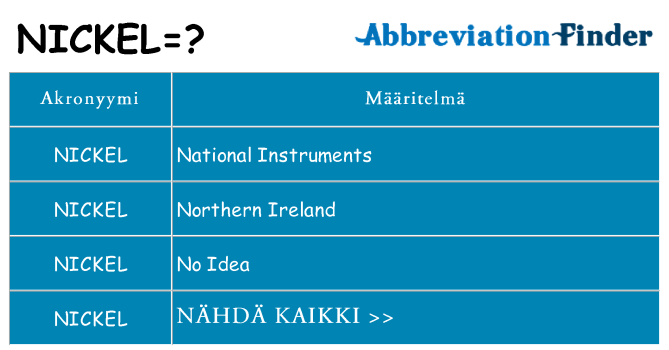Mitä nickel tarkoittaa
