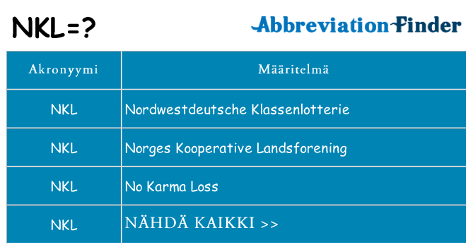 Mitä nkl tarkoittaa