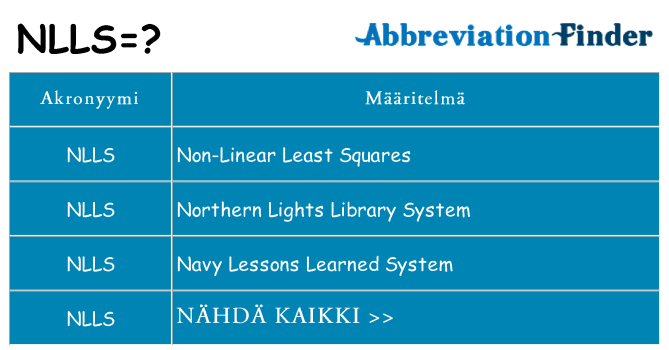 Mitä nlls tarkoittaa