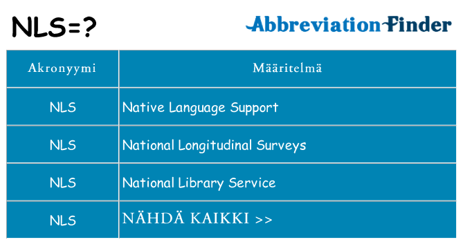 Mitä nls tarkoittaa