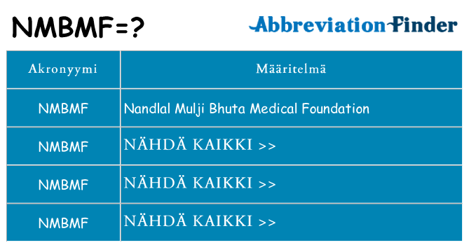 Mitä nmbmf tarkoittaa