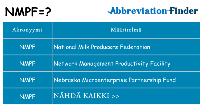 Mitä nmpf tarkoittaa