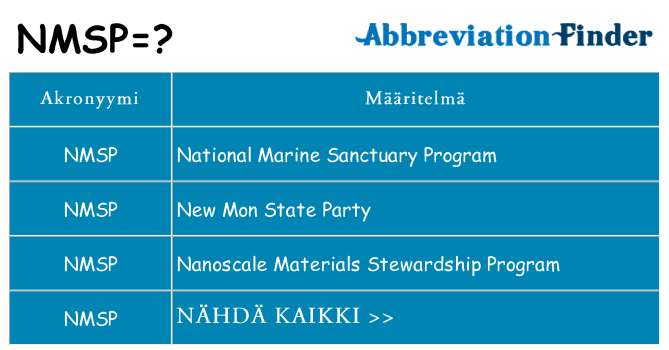 Mitä nmsp tarkoittaa