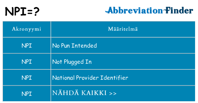 Mitä npi tarkoittaa
