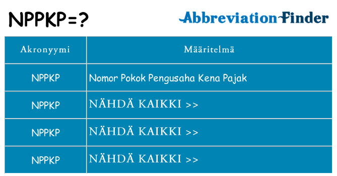Mitä nppkp tarkoittaa