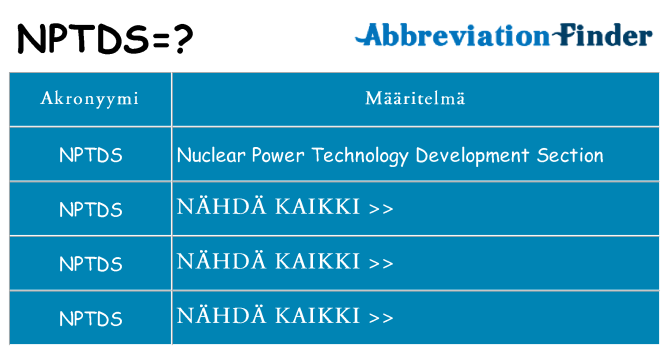 Mitä nptds tarkoittaa