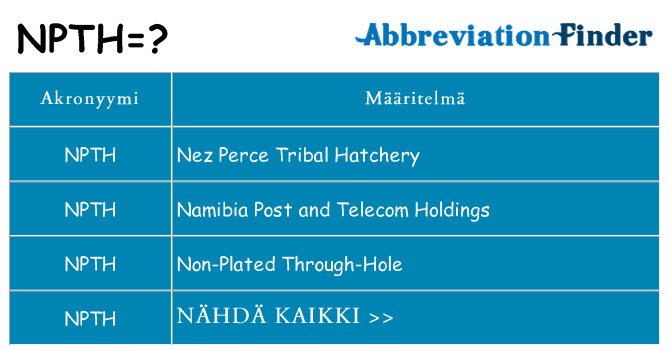 Mitä npth tarkoittaa