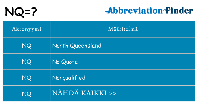 Mitä nq tarkoittaa