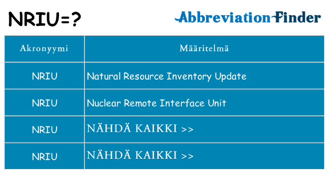 Mitä nriu tarkoittaa