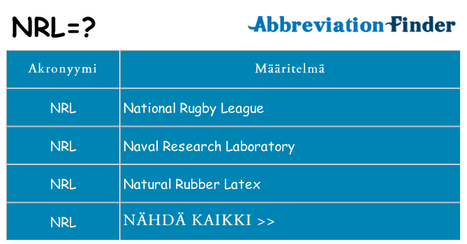 Mitä nrl tarkoittaa