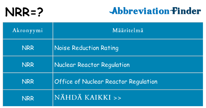 Mitä nrr tarkoittaa