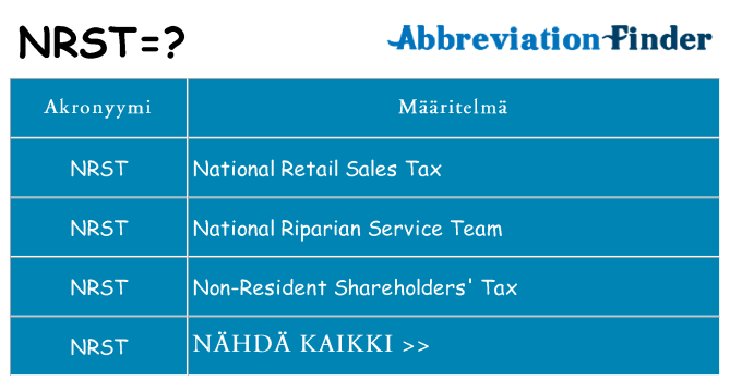 Mitä nrst tarkoittaa