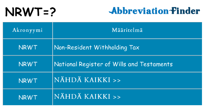 Mitä nrwt tarkoittaa