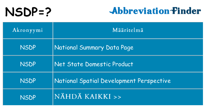 Mitä nsdp tarkoittaa
