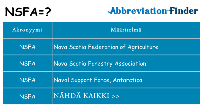 Mitä nsfa tarkoittaa