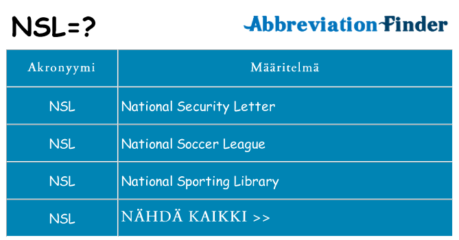 Mitä nsl tarkoittaa