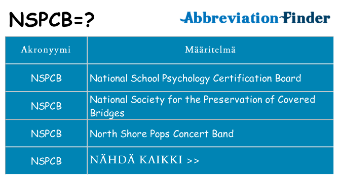 Mitä nspcb tarkoittaa