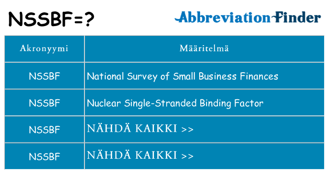 Mitä nssbf tarkoittaa