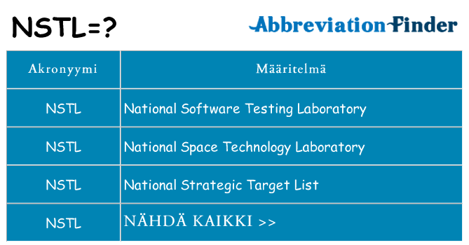 Mitä nstl tarkoittaa