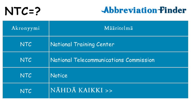 Mitä ntc tarkoittaa