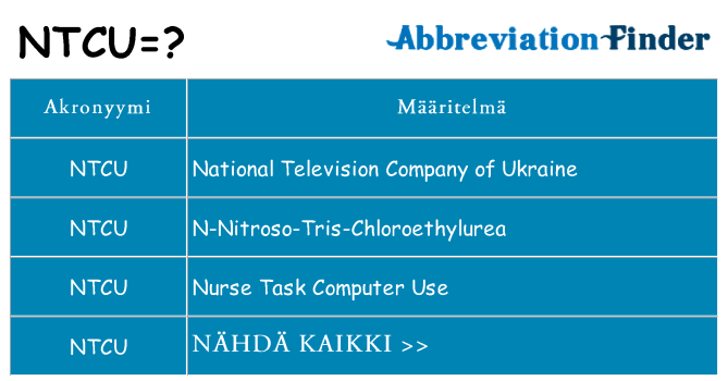 Mitä ntcu tarkoittaa