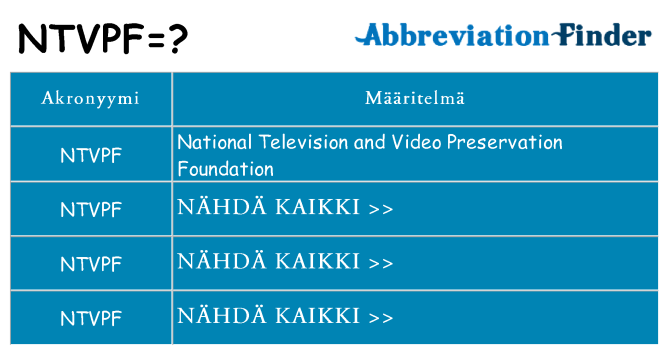 Mitä ntvpf tarkoittaa