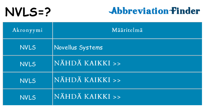 Mitä nvls tarkoittaa