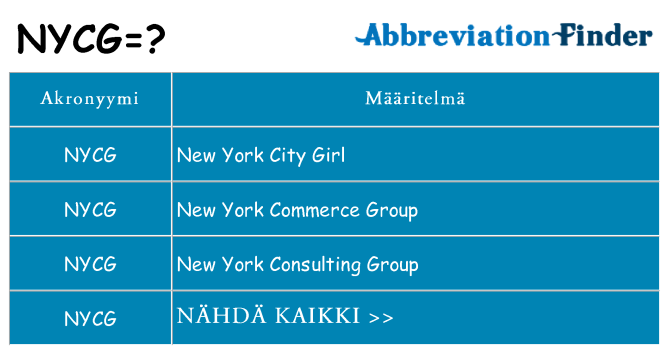 Mitä nycg tarkoittaa