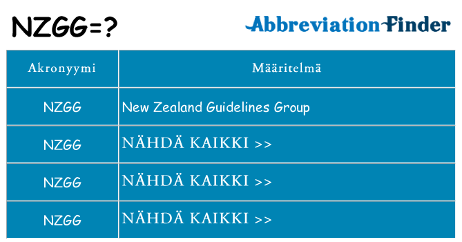 Mitä nzgg tarkoittaa