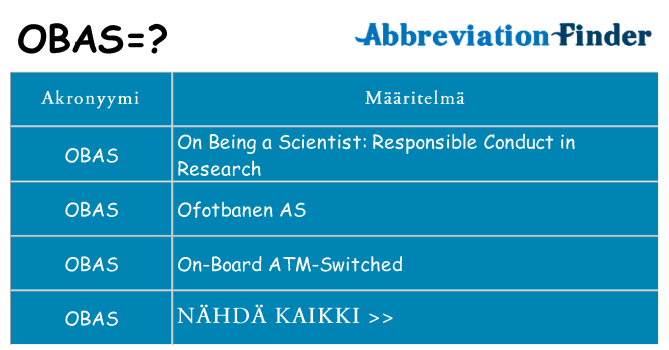 Mitä obas tarkoittaa
