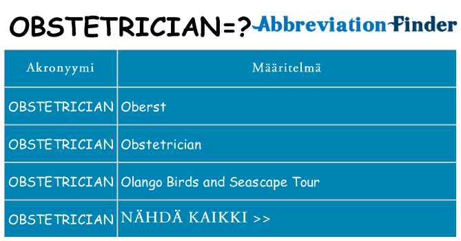 Mitä obstetrician tarkoittaa