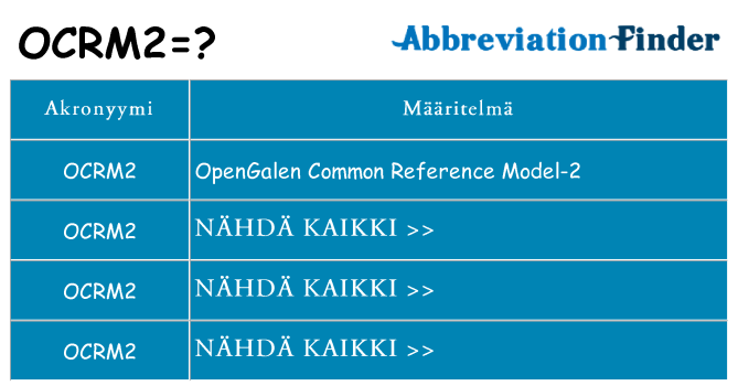 Mitä ocrm2 tarkoittaa