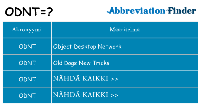 Mitä odnt tarkoittaa