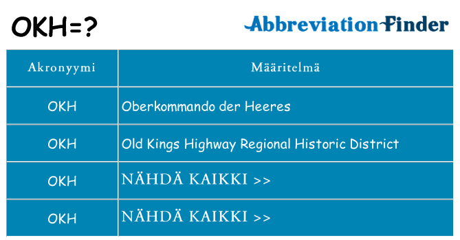 Mitä okh tarkoittaa