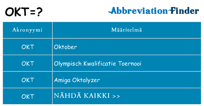 Mitä okt tarkoittaa