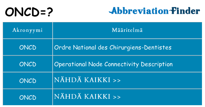Mitä oncd tarkoittaa