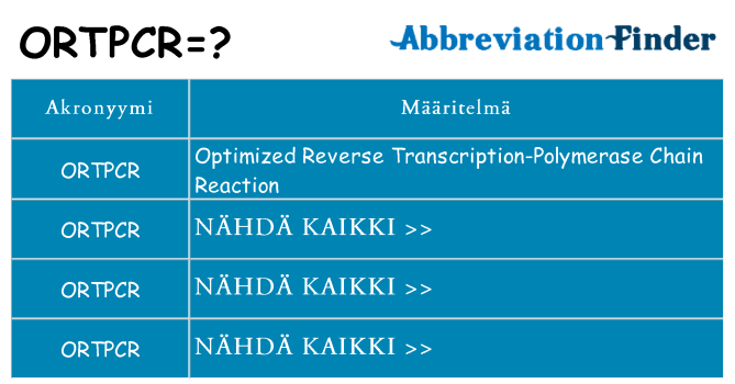 Mitä ortpcr tarkoittaa