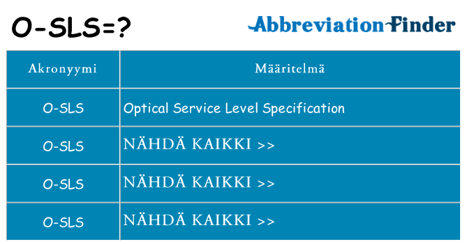 Mitä o-sls tarkoittaa