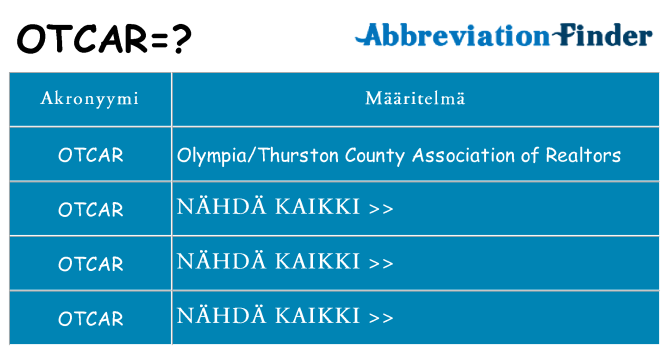 Mitä otcar tarkoittaa