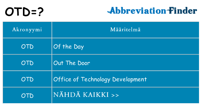 Mitä otd tarkoittaa