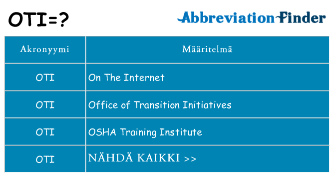 Mitä oti tarkoittaa