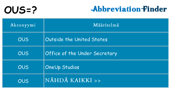 Mitä ous tarkoittaa